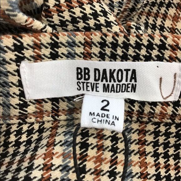 BB Dakota by Steve Madden Brown  Check The Time Mini Skirt New Size 2 - Picture 9 of 10
